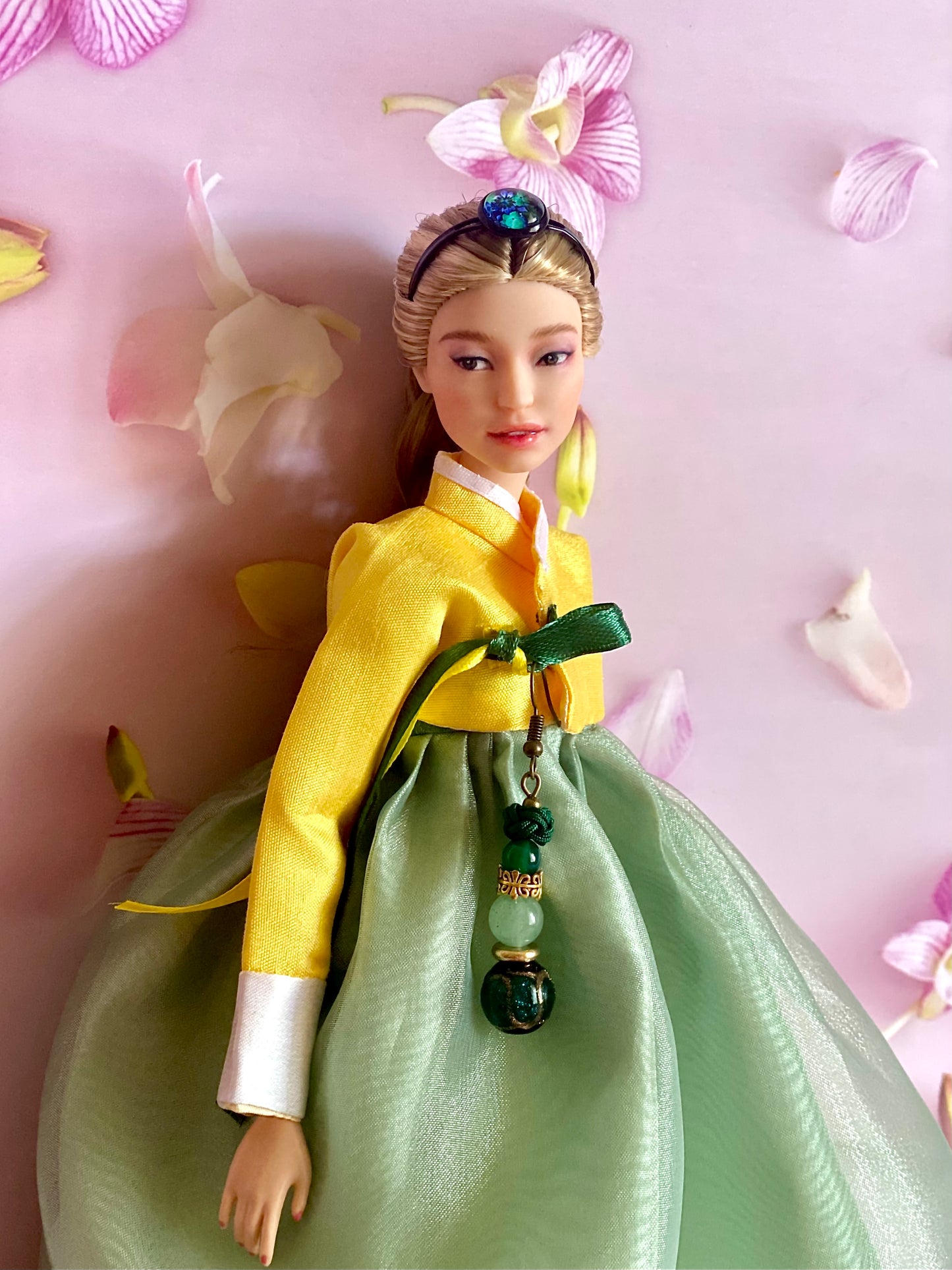 Doll Hanbok for 12"(30cm) doll - Light green colored Hanbok set