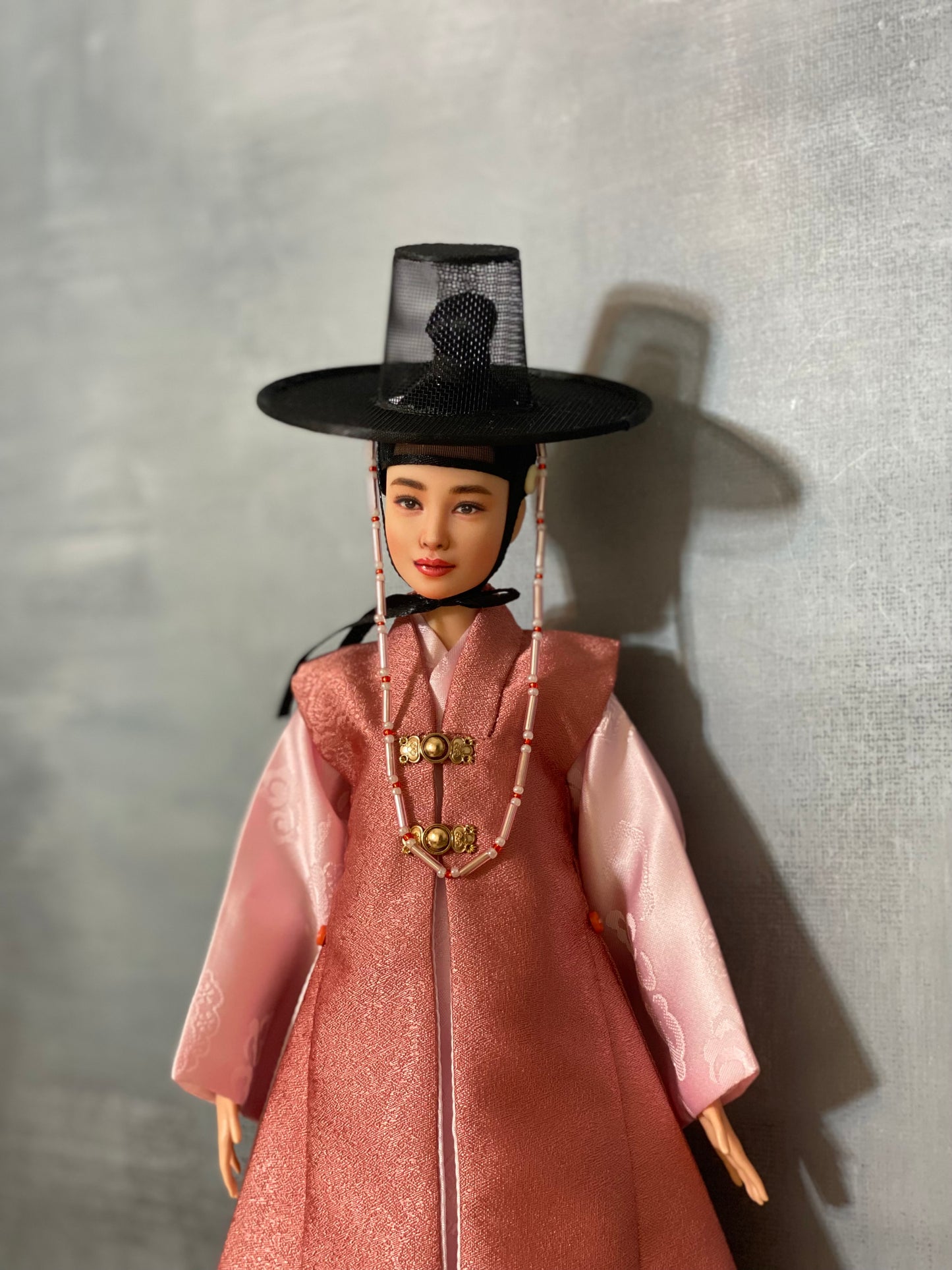 Doll Hanbok for 12" female doll - peach outercoat set