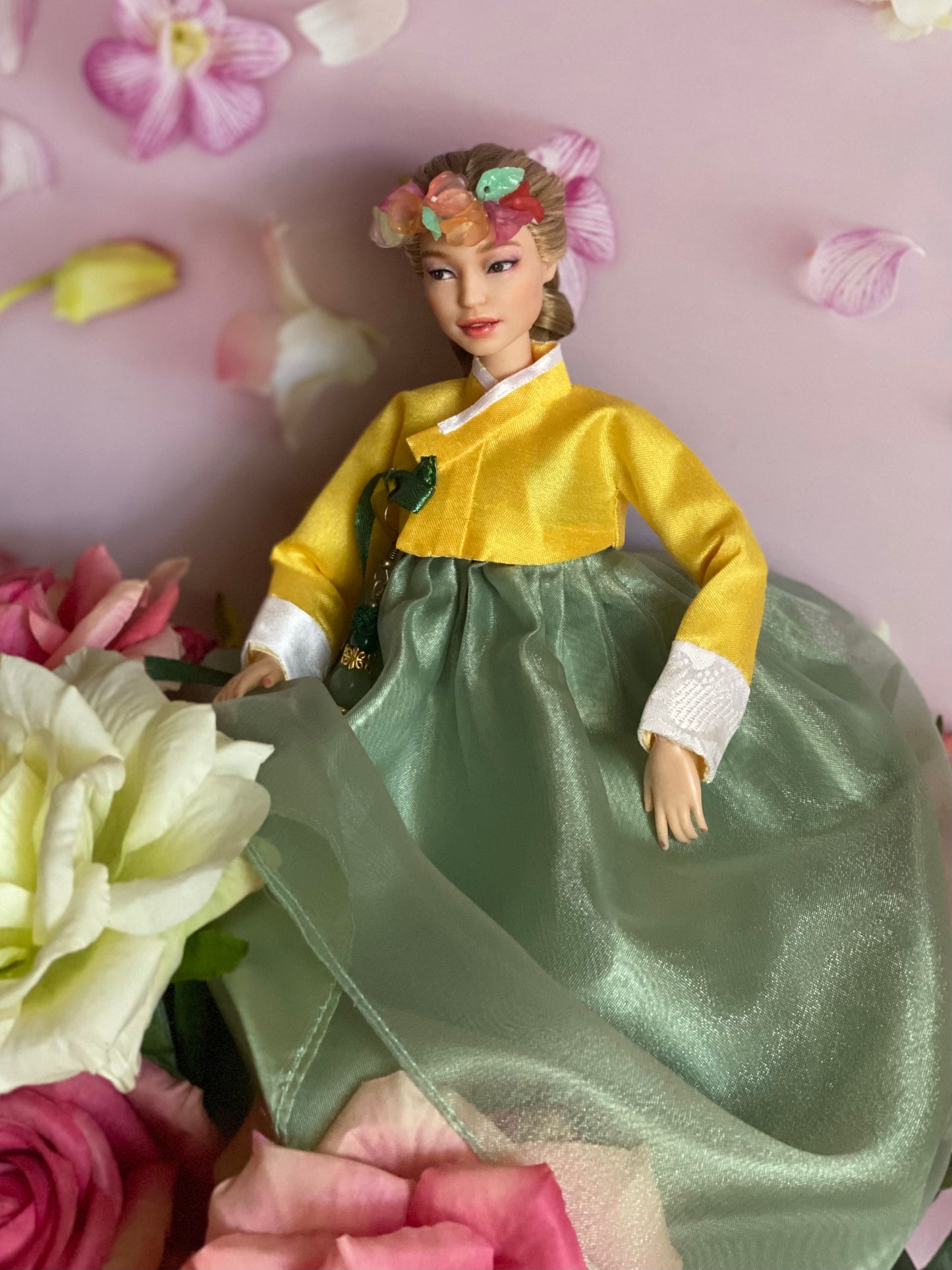 Doll Hanbok for 12"(30cm) doll - Light green colored Hanbok set