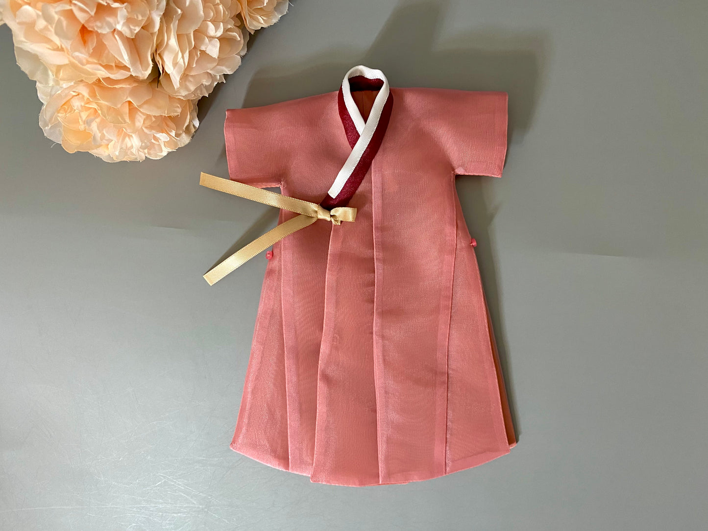 Doll Hanbok for 12" male doll - salmon color outercoat