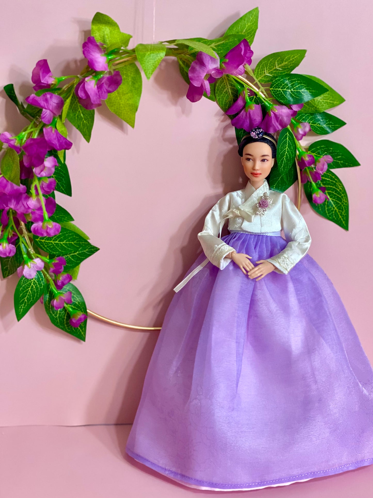 Doll Hanbok for 12"(30cm) doll - Lavender colored Hanbok set