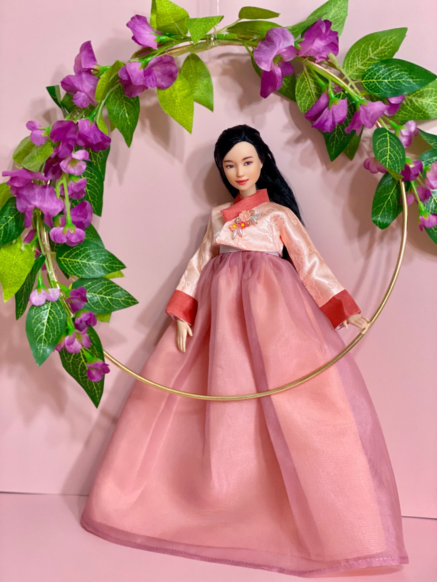 Doll Hanbok for 12"(30cm) doll - Peach colored Hanbok set