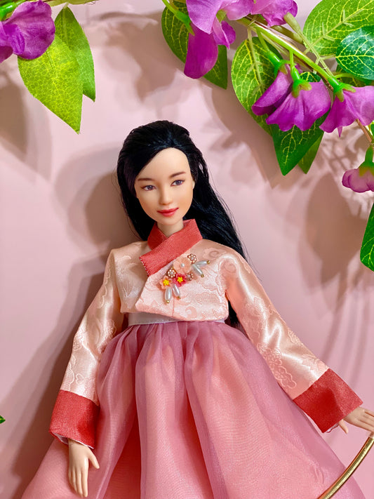 Doll Hanbok for 12"(30cm) doll - Peach colored Hanbok set