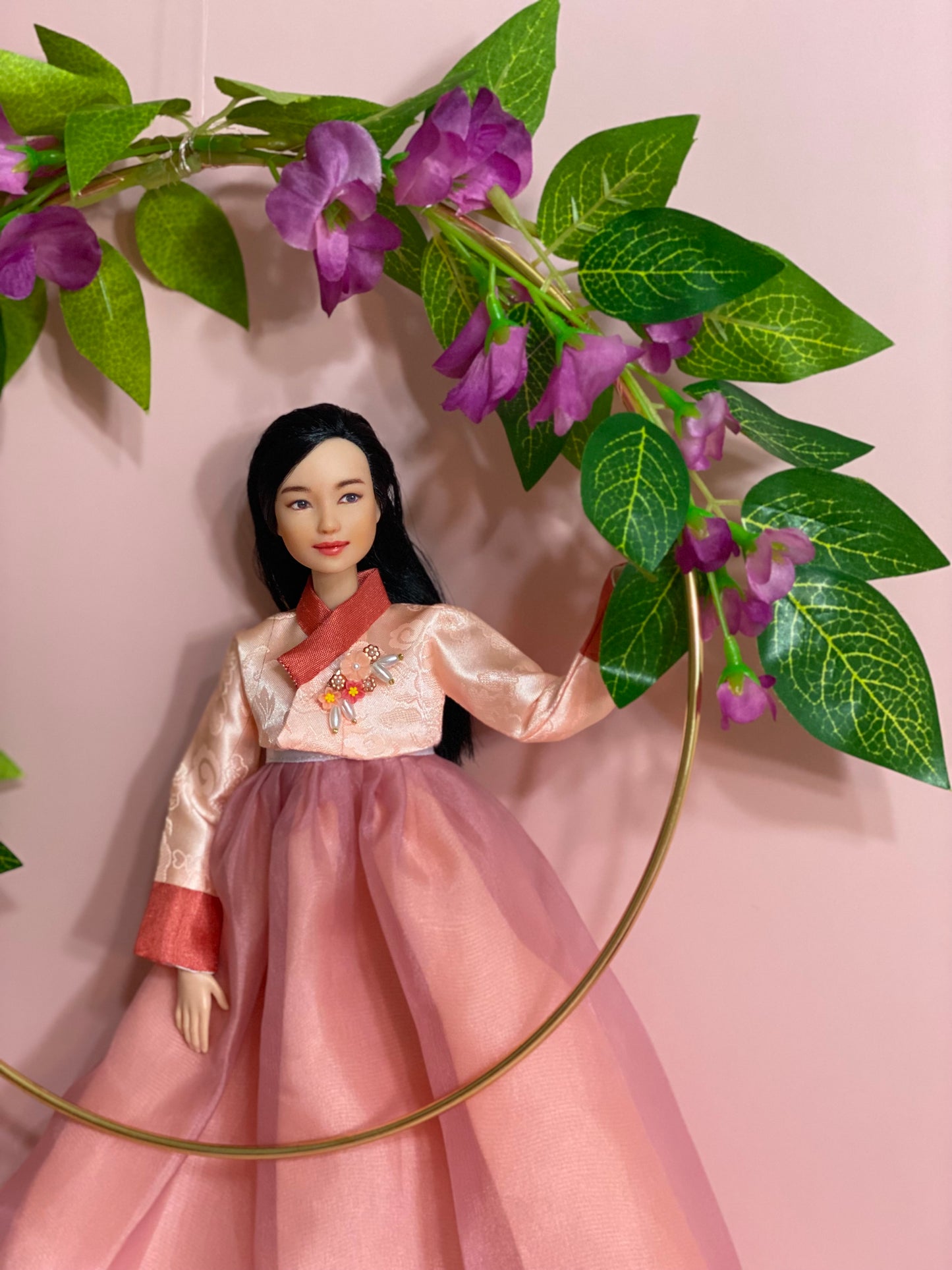 Doll Hanbok for 12"(30cm) doll - Peach colored Hanbok set