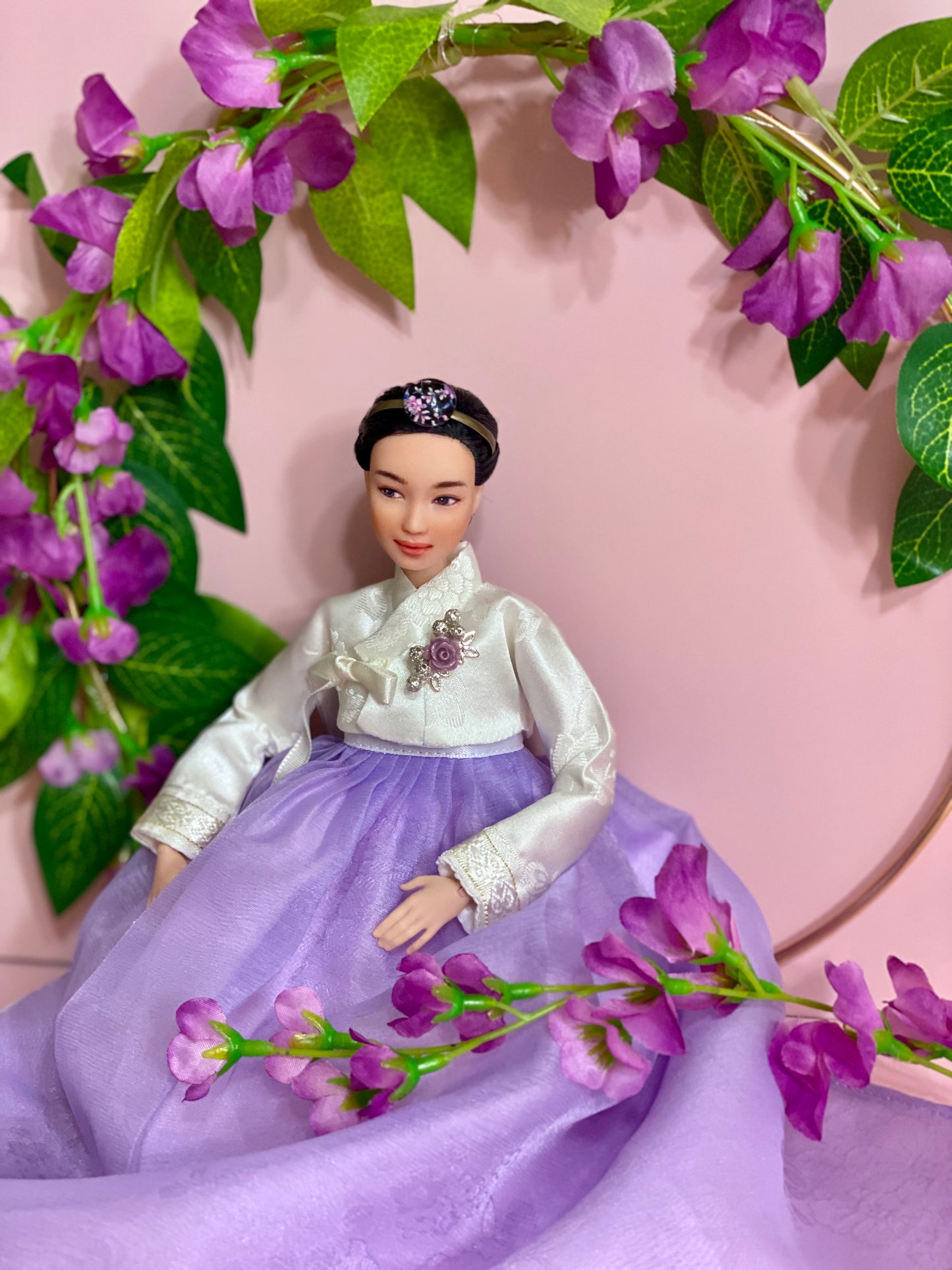 Doll Hanbok for 12"(30cm) doll - Lavender colored Hanbok set