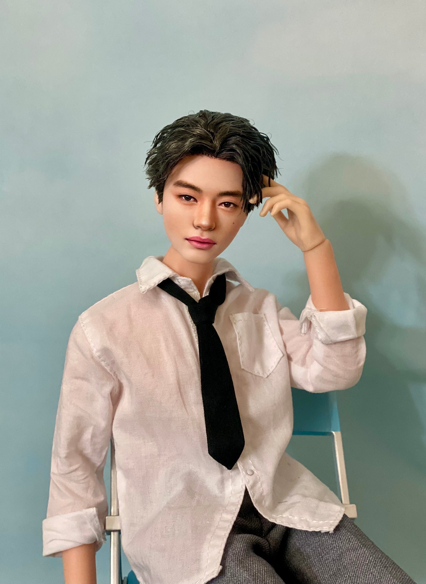 OOAK 12" male doll face repainted