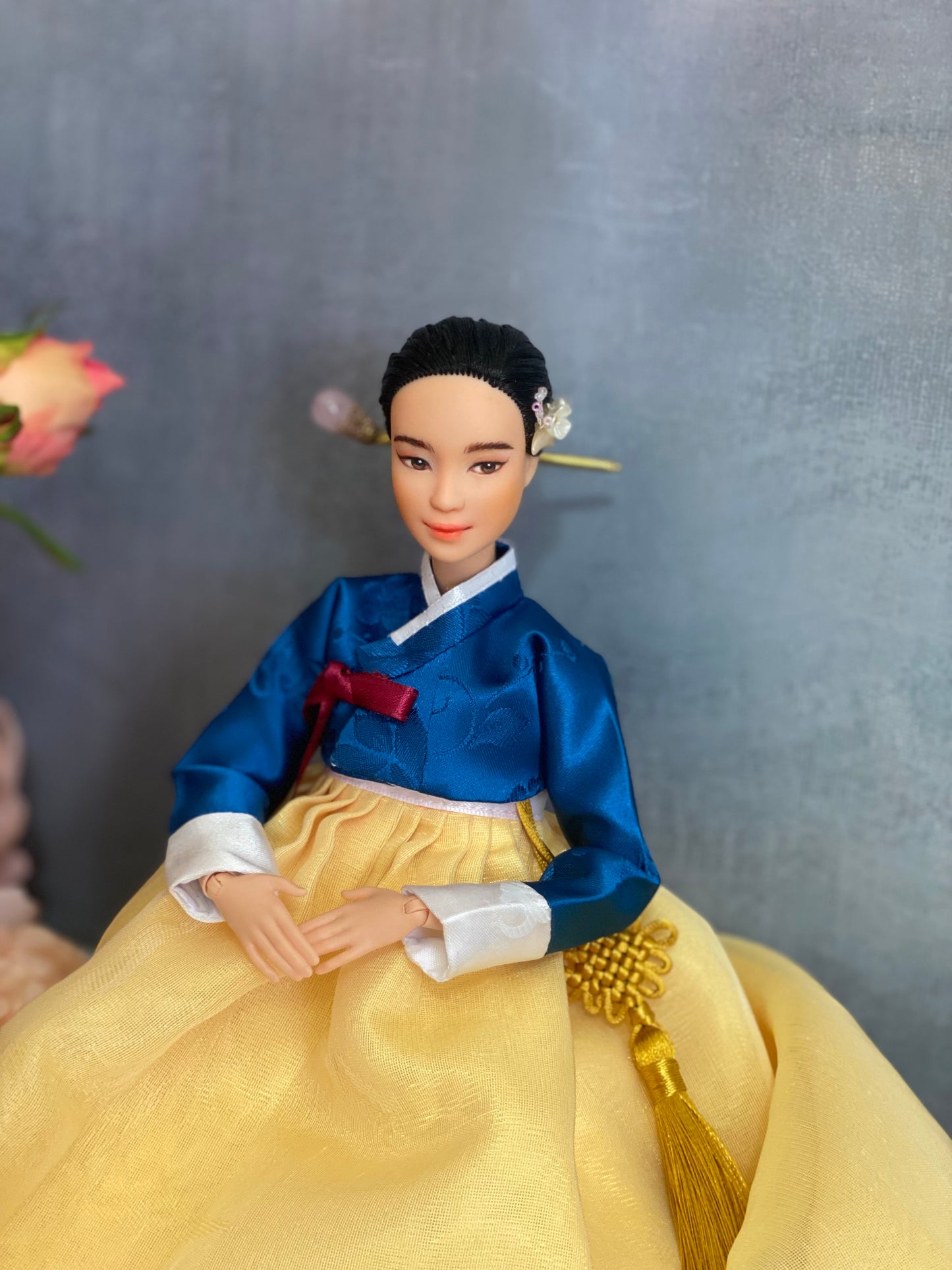 Doll Hanbok for 12"(30cm) doll - Navy colored Min-Jeogori Hanbok set