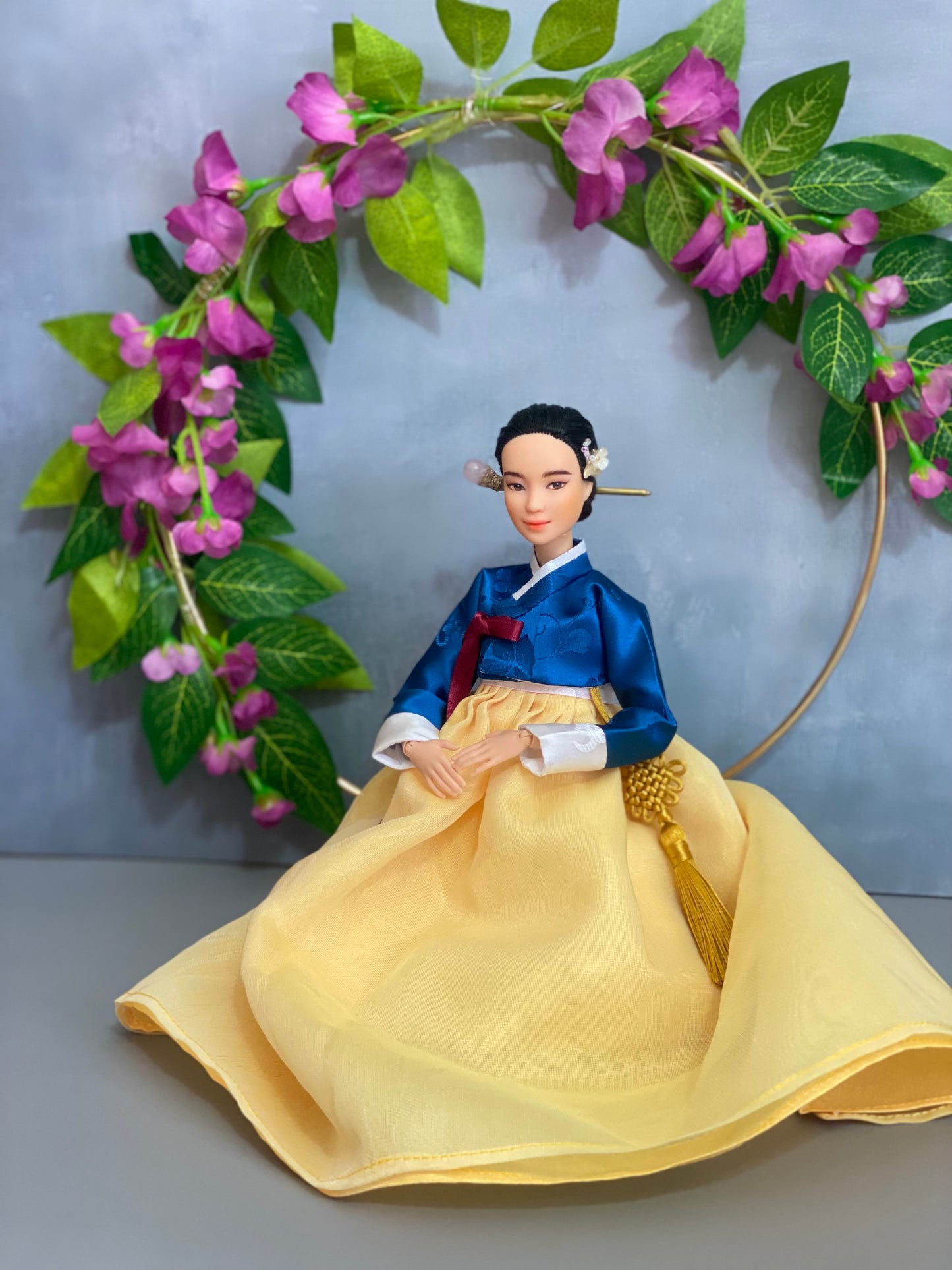 Doll Hanbok for 12"(30cm) doll - Navy colored Min-Jeogori Hanbok set