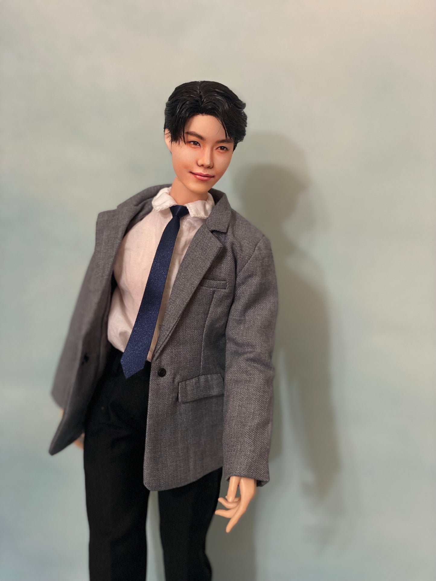 RESERVED FOR SAUNDRA-OOAK 12" male doll face repainted