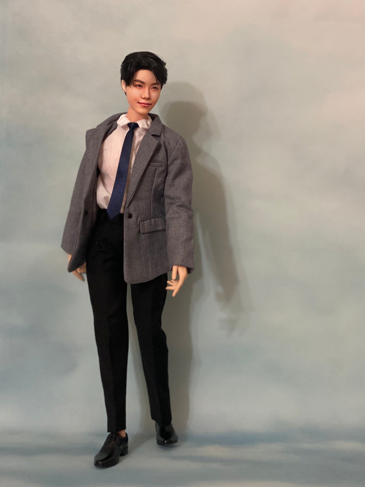 RESERVED FOR SAUNDRA-OOAK 12" male doll face repainted