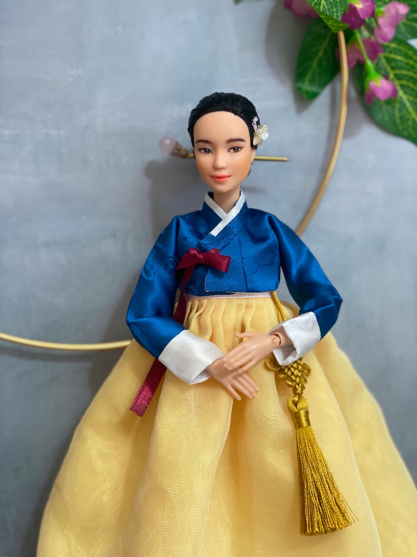 Doll Hanbok for 12"(30cm) doll - Navy colored Min-Jeogori Hanbok set