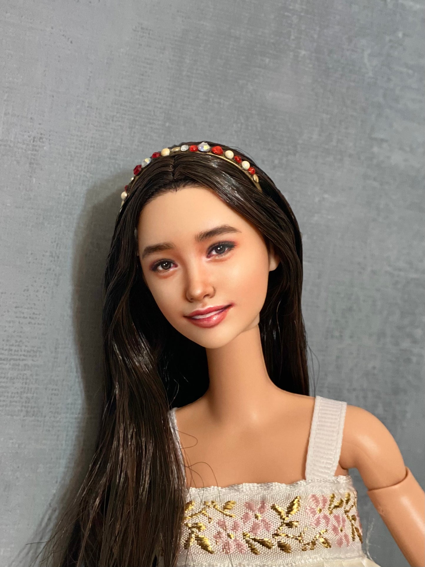 RESERVED FOR MG-OOAK 12" female doll face repainted