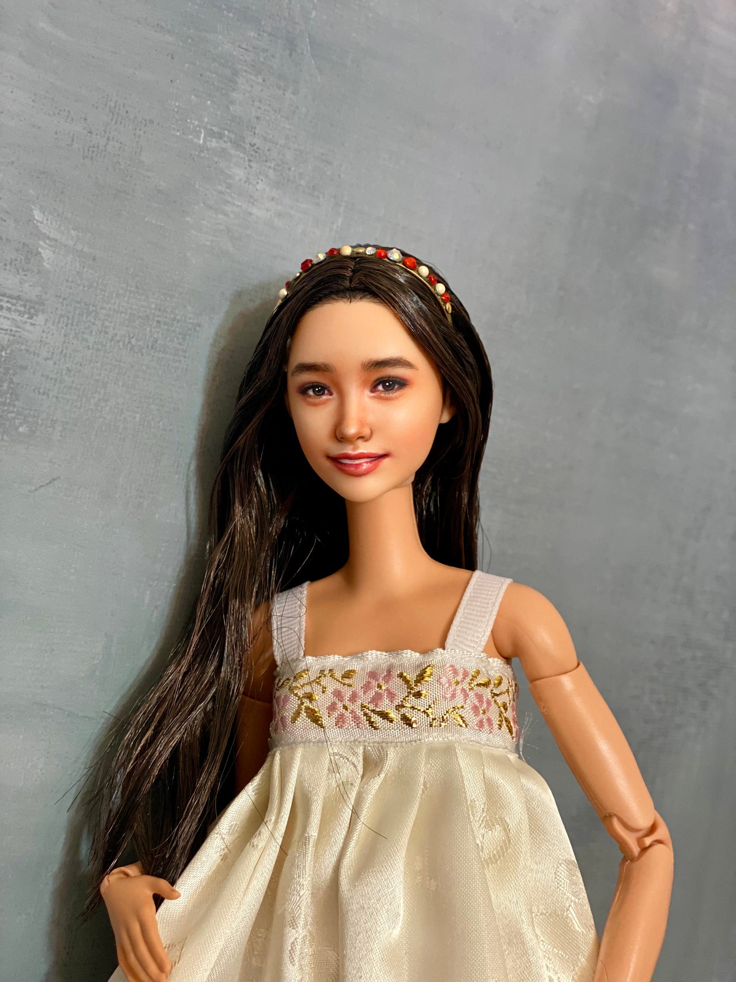 RESERVED FOR MG-OOAK 12" female doll face repainted