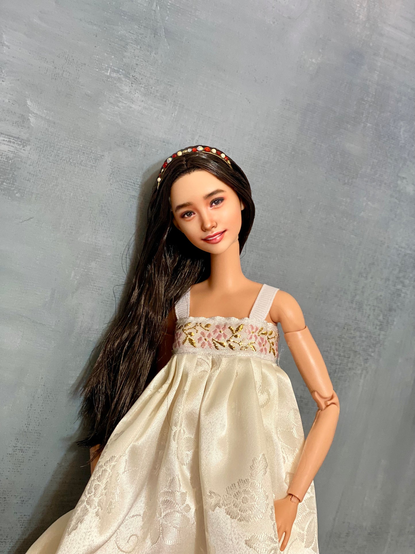RESERVED FOR MG-OOAK 12" female doll face repainted