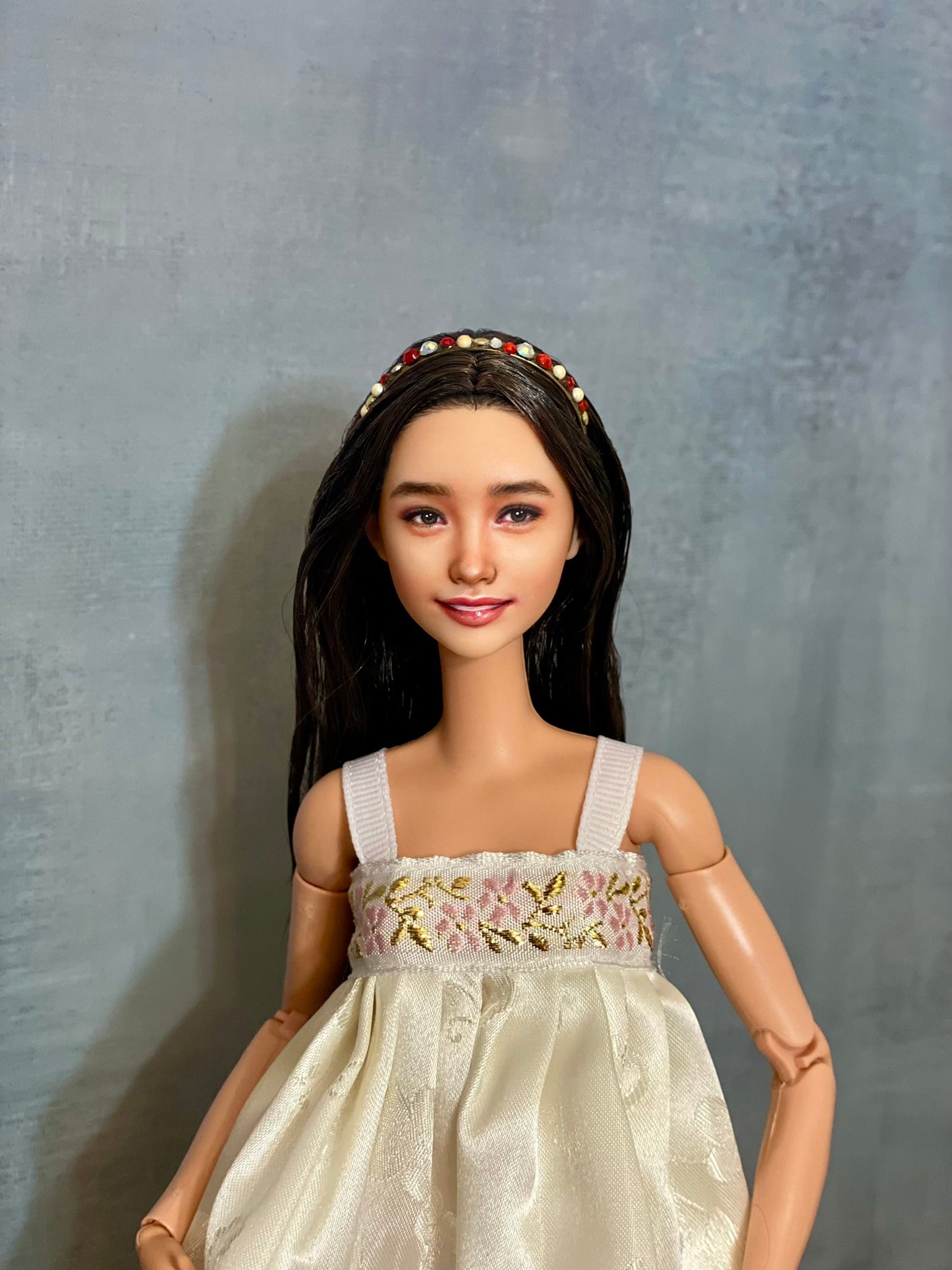 RESERVED FOR MG-OOAK 12" female doll face repainted