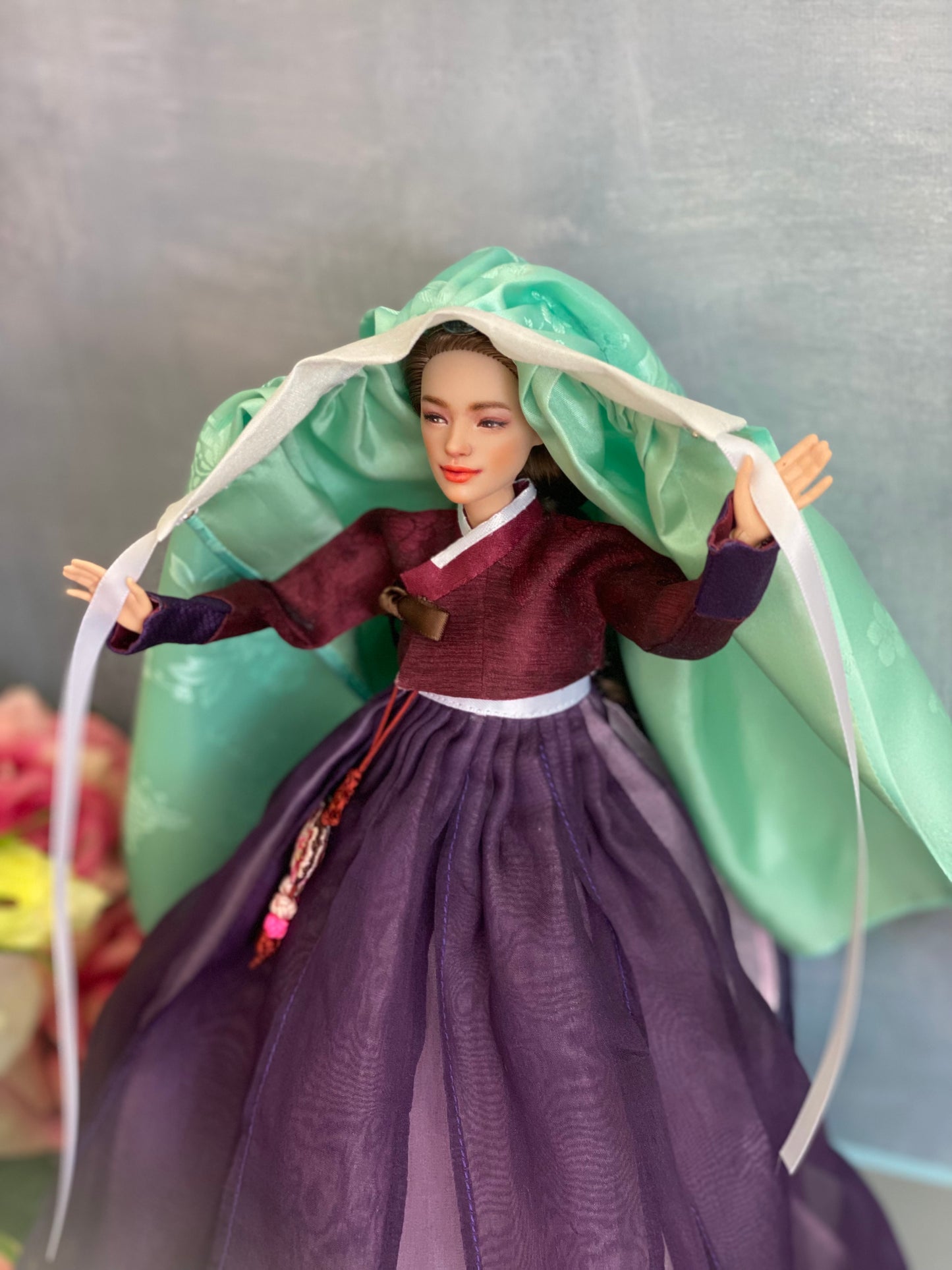 Doll Hanbok for 12"(30cm) doll- Purple Jeogori Hanbok set