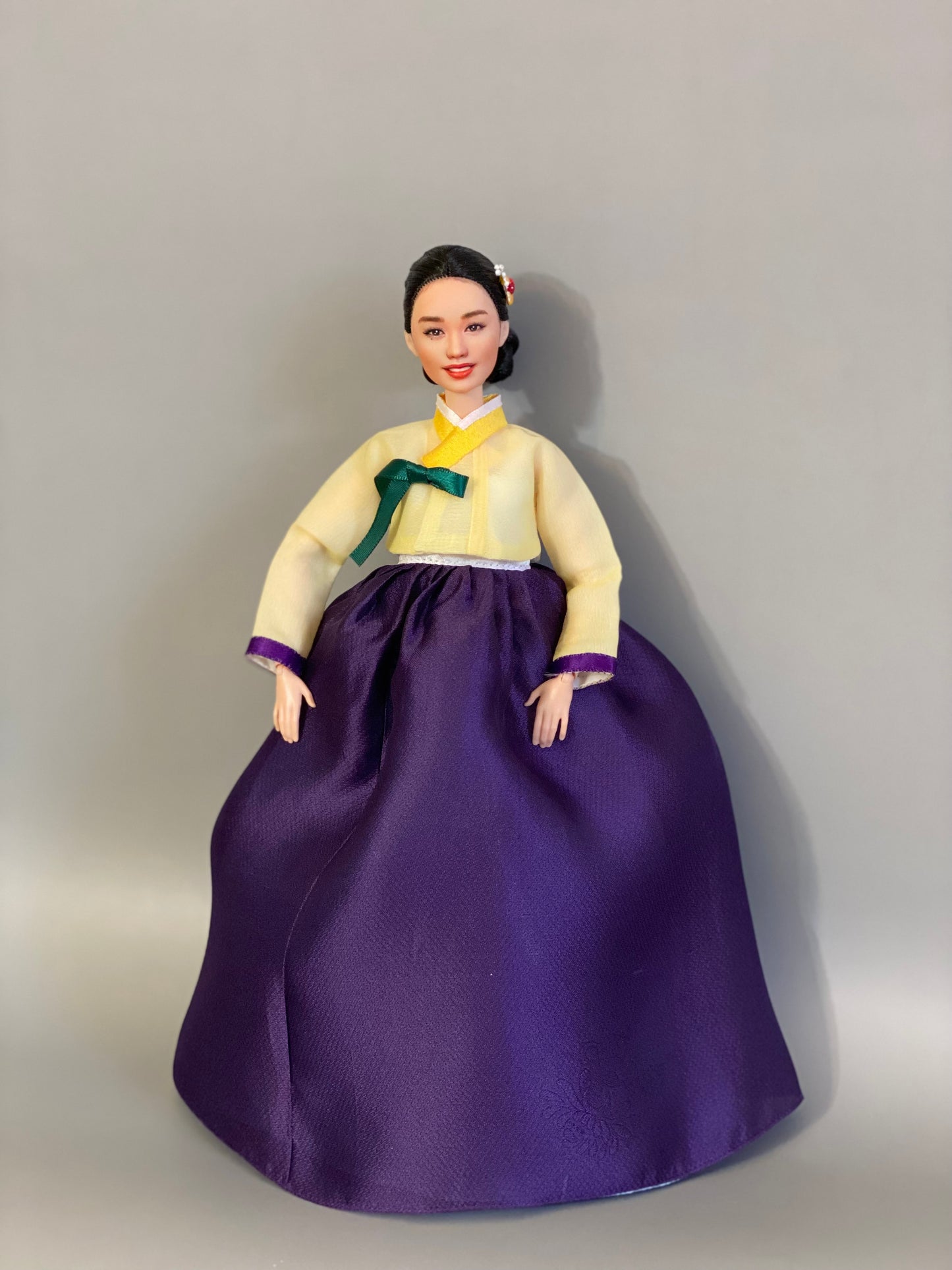 Doll Hanbok for 12"(30cm) doll - purple skirt + yellow Jeogori Hanbok set