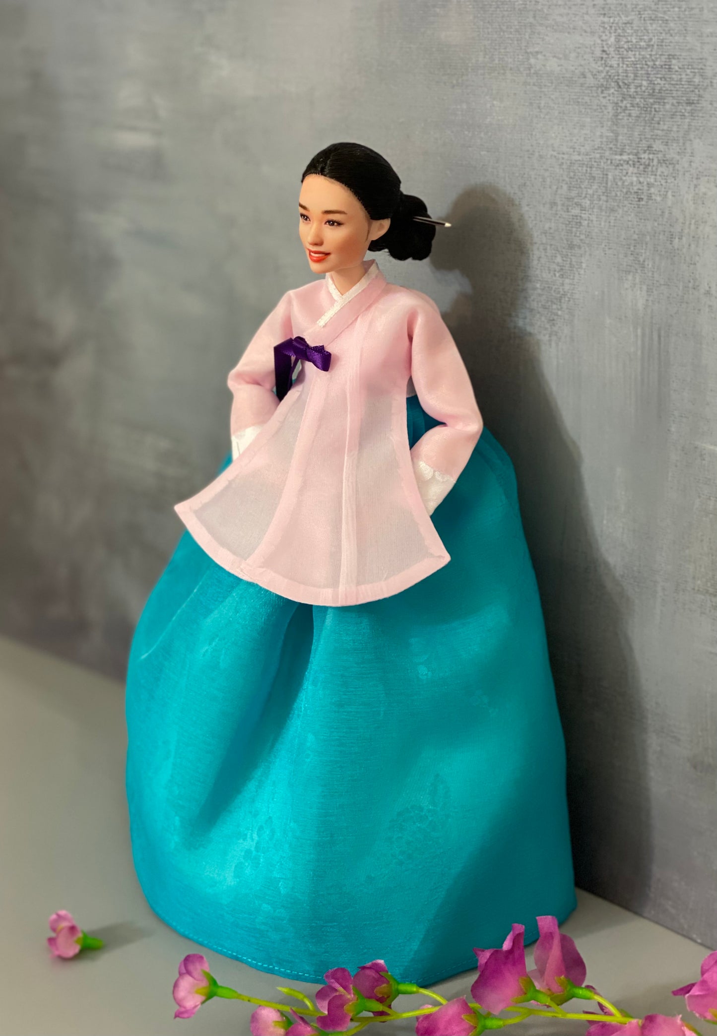 Doll Hanbok for 12"(30cm) doll - Light pink Dang-eui Hanbok set