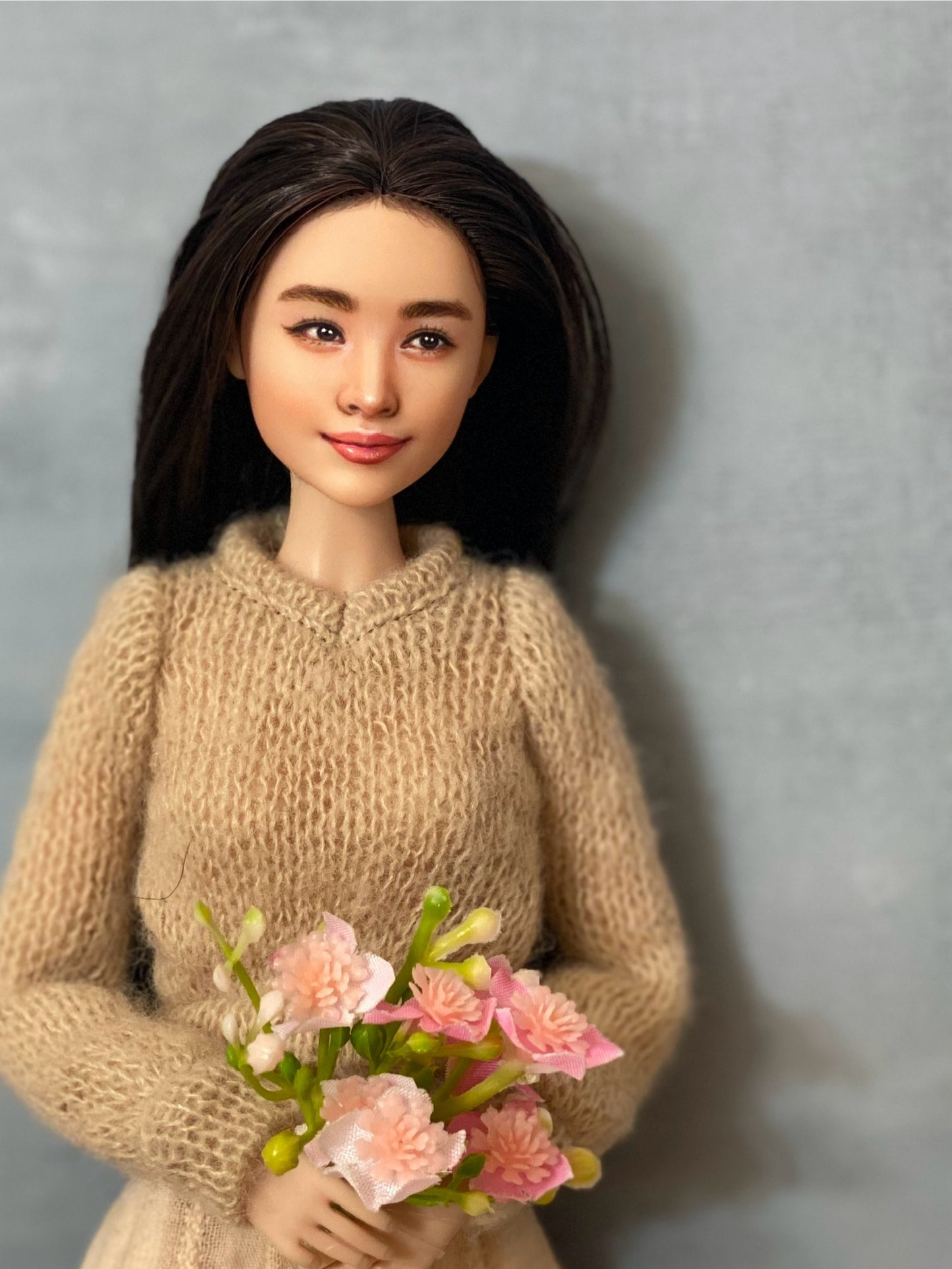 OOAK 12" female doll face repainted