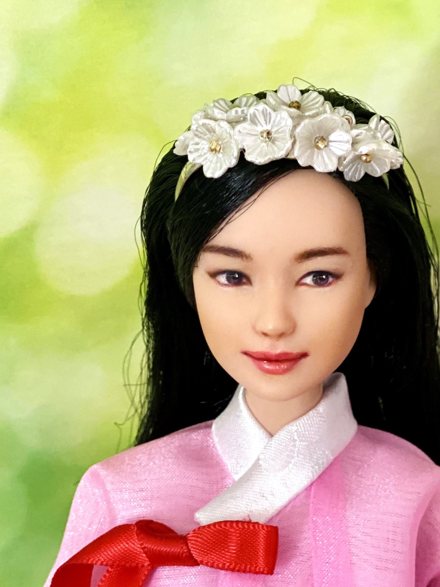 Doll Hanbok Hair Accessories for 12 inch doll - Flower hair band(white)