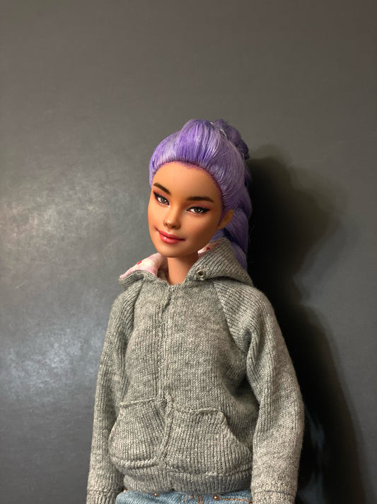 OOAK 12" doll face repainted (Inspired from Kpop demon hunters)