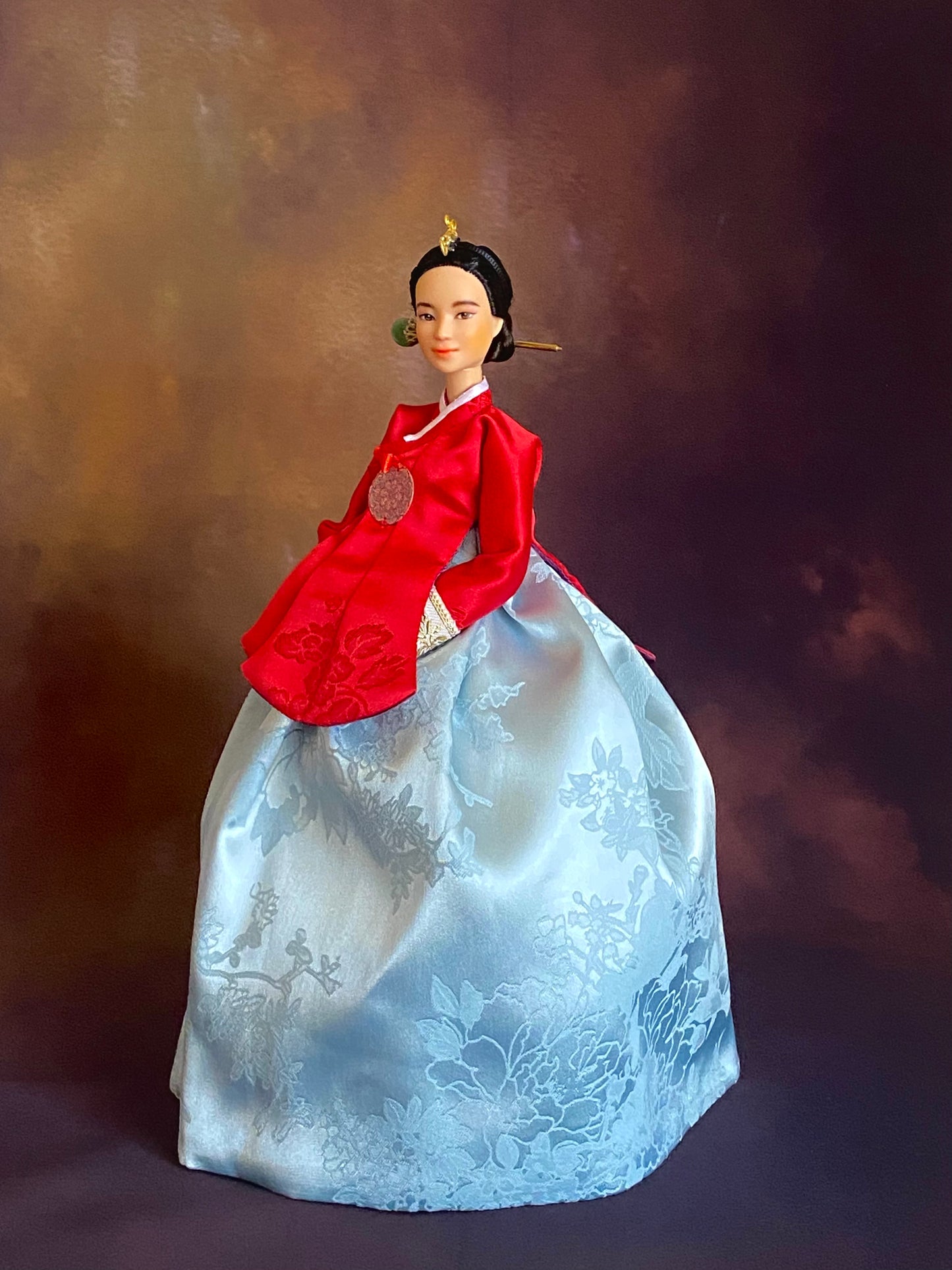 Doll Hanbok for 12"(30cm) doll - Red Dang-eui Hanbok set