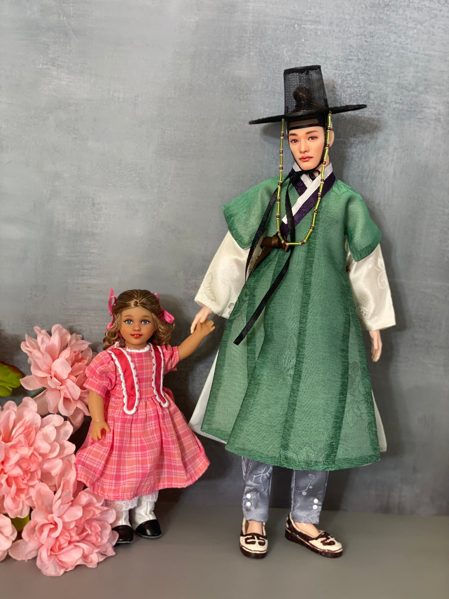 Hanbok para muñeco masculino de 12" - conjunto de abrigo verde