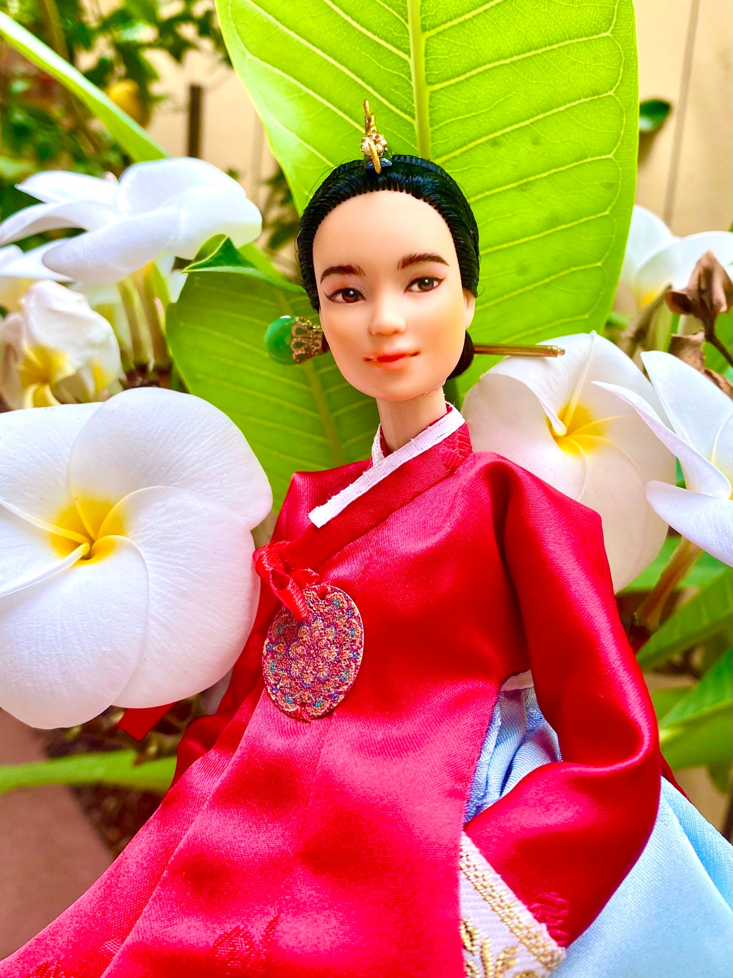 Doll Hanbok for 12"(30cm) doll - Red Dang-eui Hanbok set