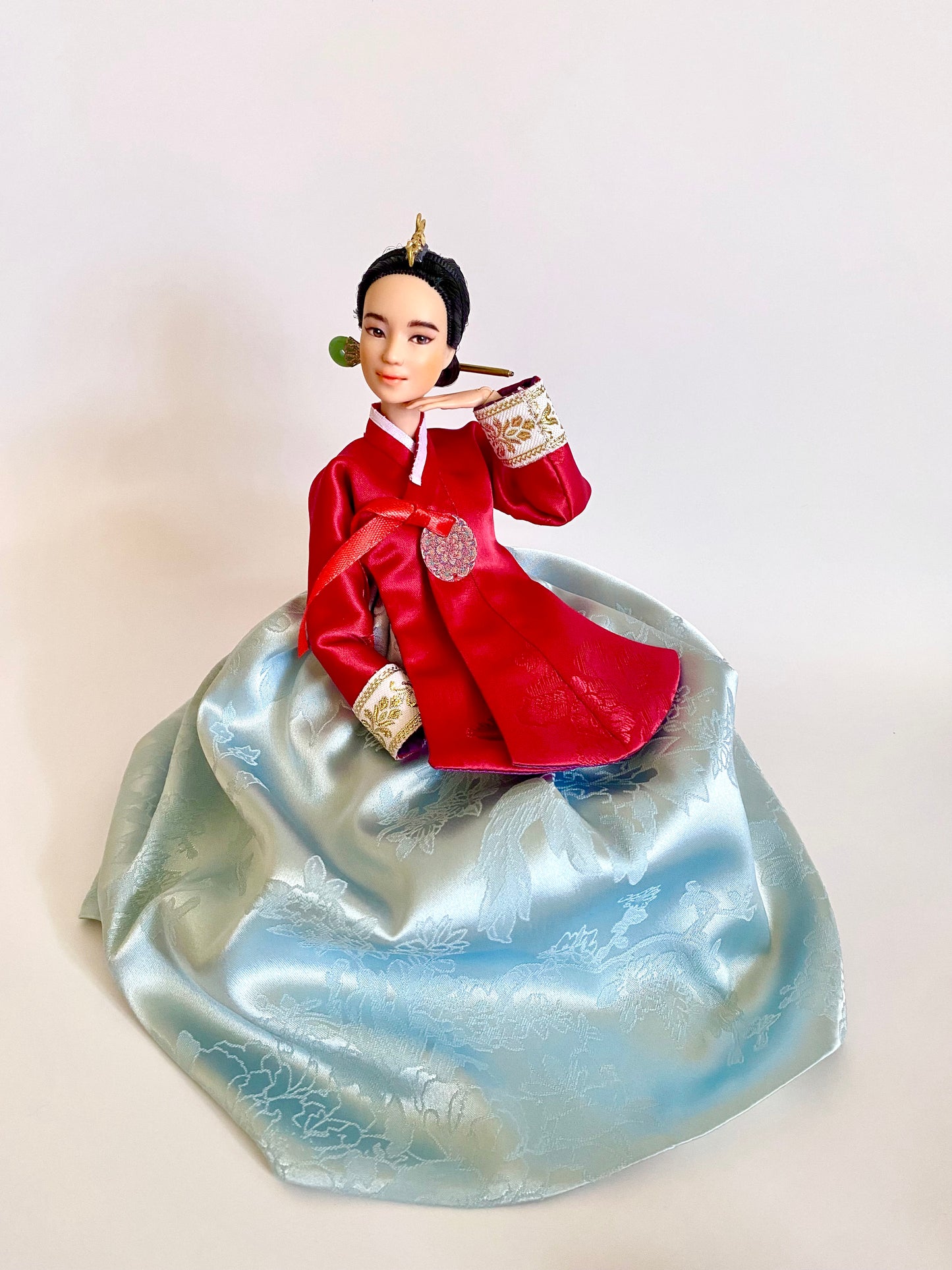 Doll Hanbok for 12"(30cm) doll - Red Dang-eui Hanbok set