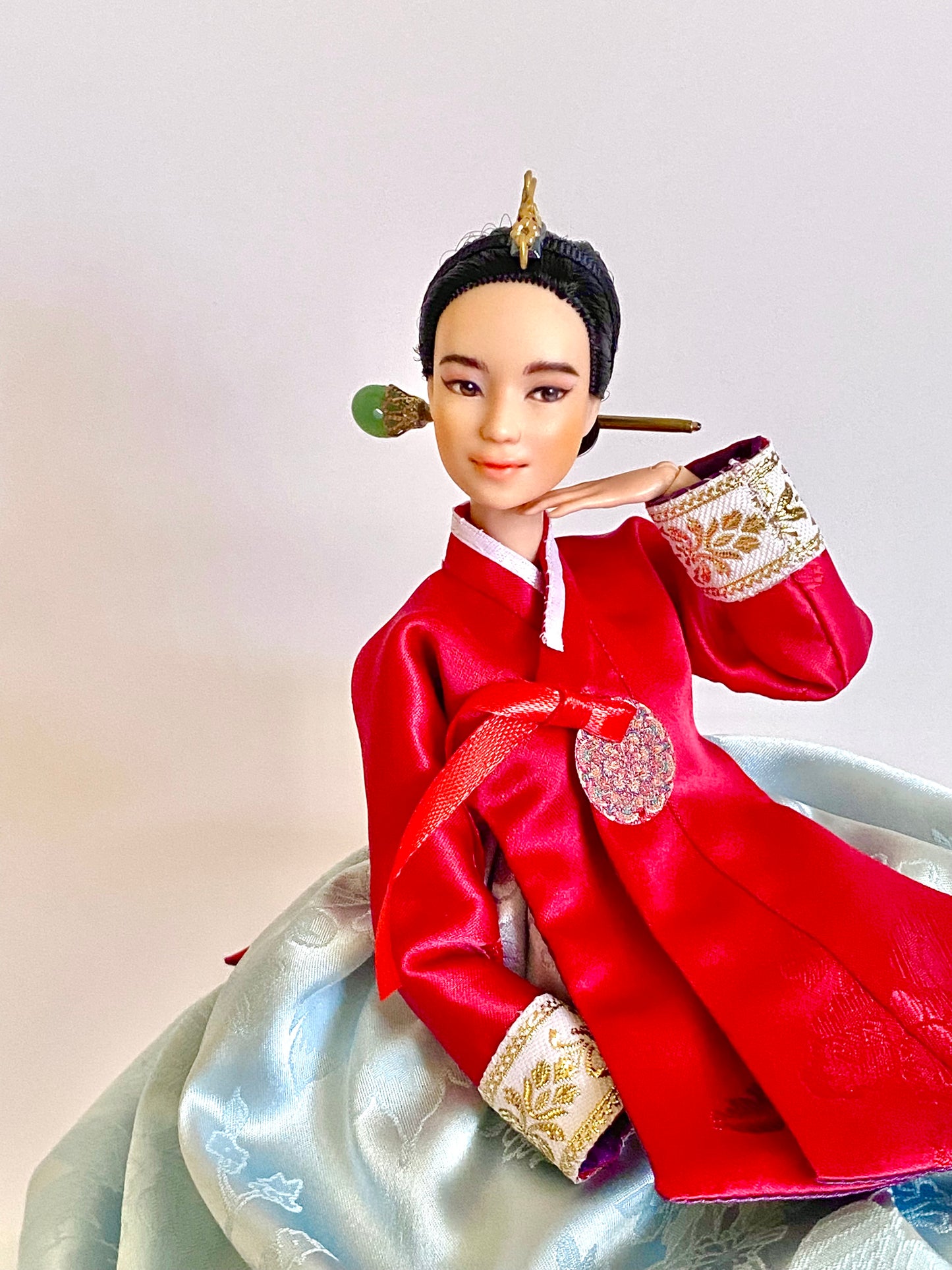 Doll Hanbok for 12"(30cm) doll - Red Dang-eui Hanbok set