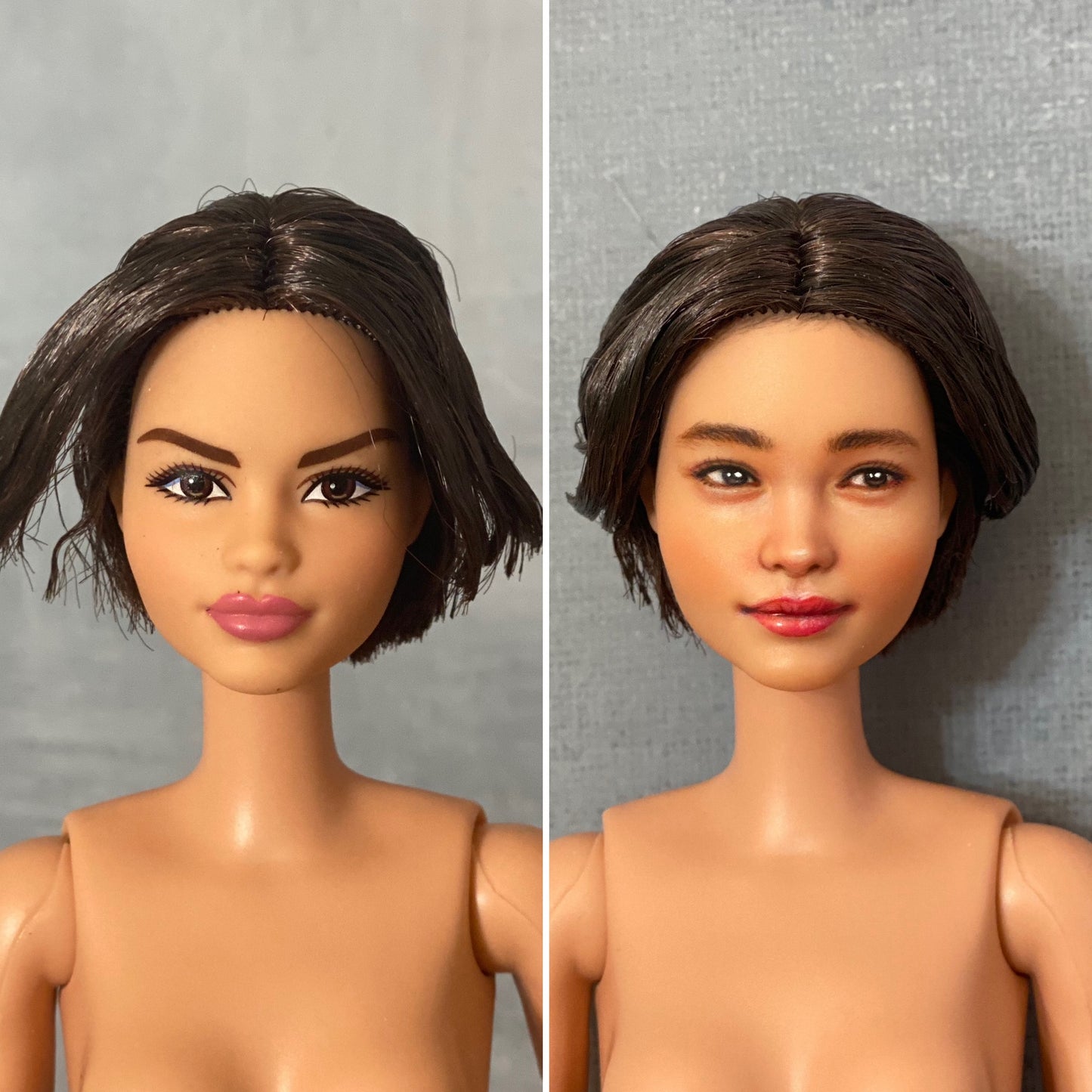 OOAK 12"(30cm) female doll face repainted w/ original doll body