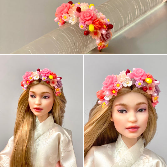 Doll Hanbok Hair Accessories for 12 inch doll - Flower hair band