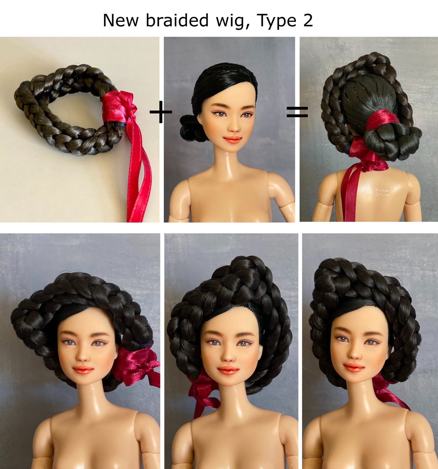 Korean traditional 'braided wig' for 12" female doll up-hair styles