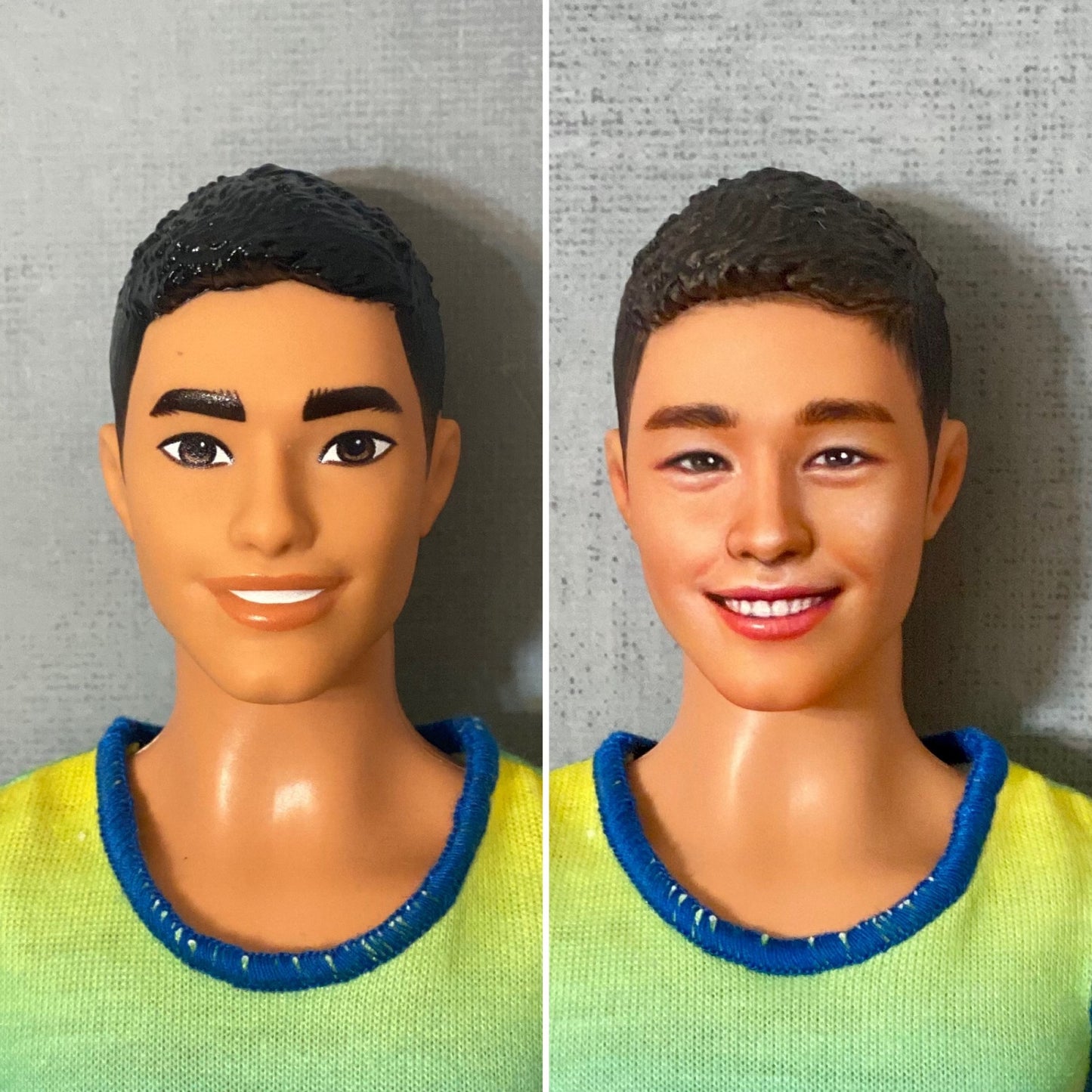 OOAK 12" male doll face repainting w/articulated nude body