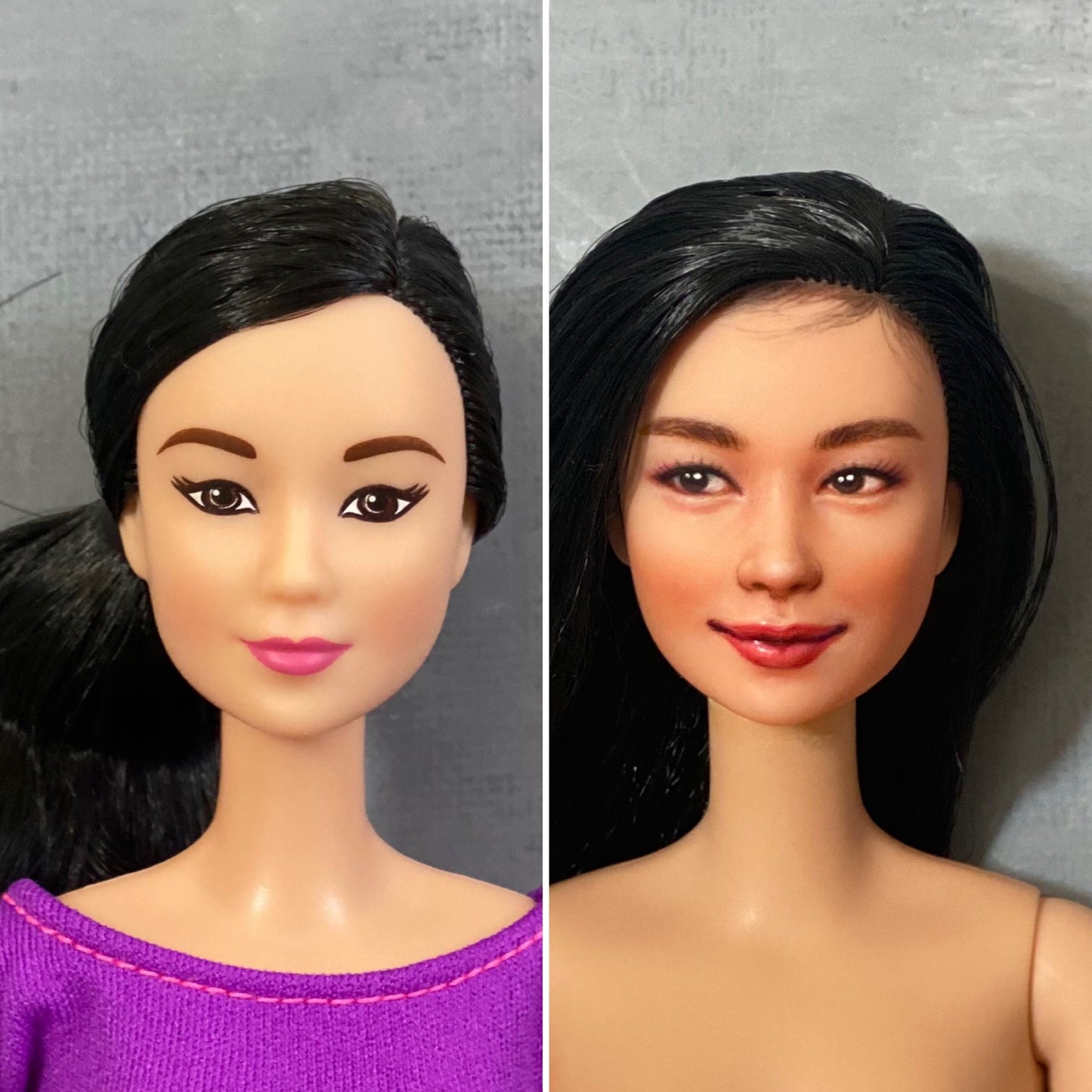 OOAK 12"(30cm) female doll face repainted w/ articulated doll body