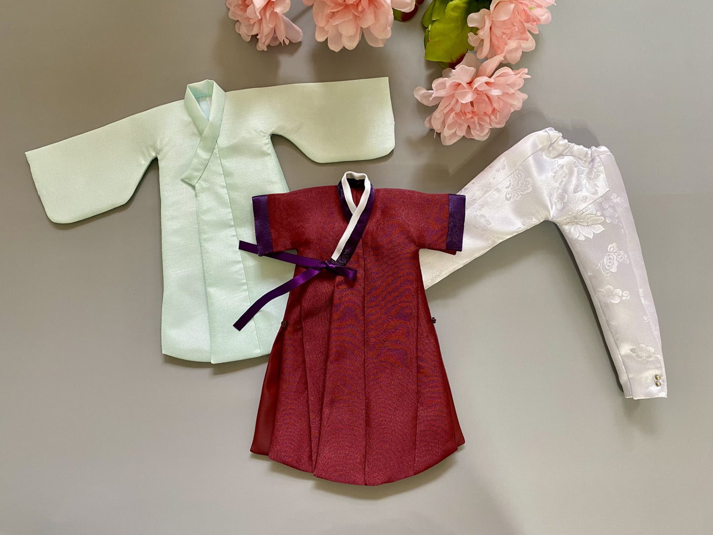 Doll Hanbok for 12" male doll - wine color outercoat set